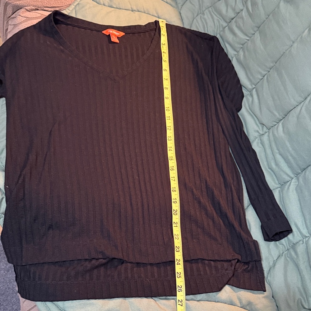 Joe Fresh Black Ribbed V-Neck Pullover - Picture 6 of 9